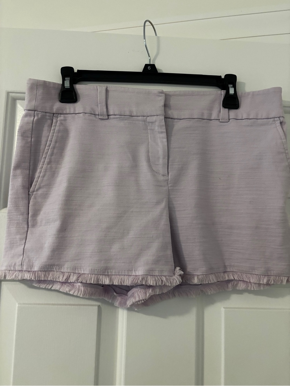 LOFT Lilac Frayed Hem Denim-Style Shorts